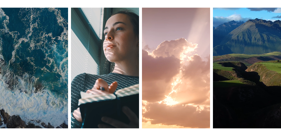 Graphic depicting a hexagonal cropped photo of an interior room design with grid lines along its borders.