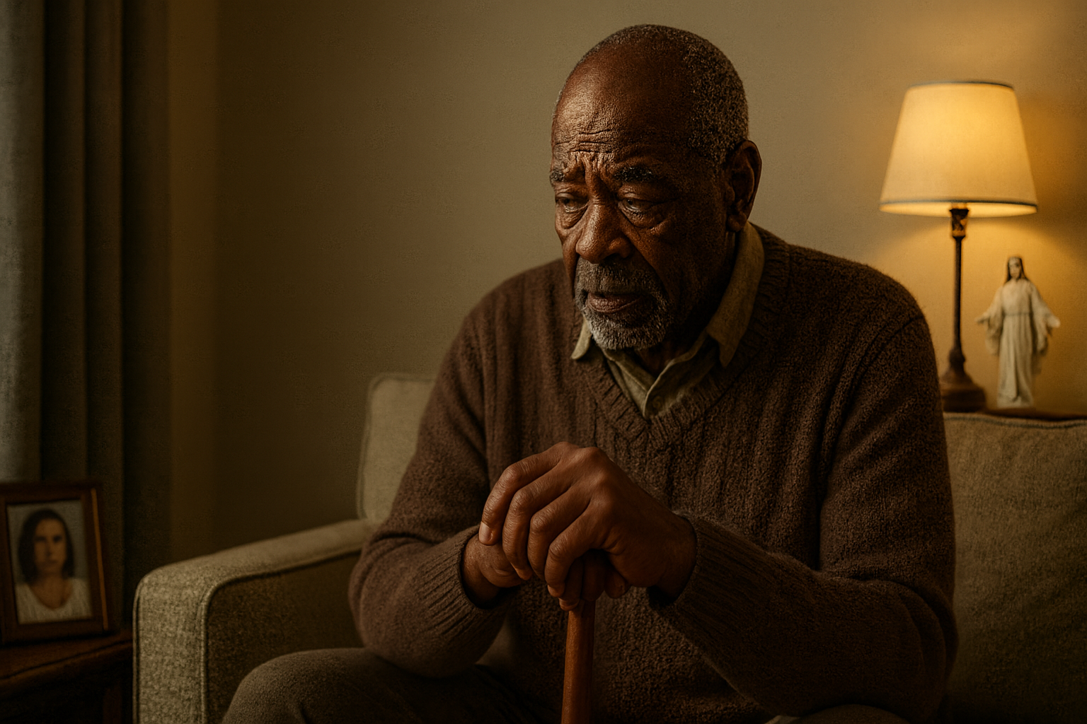 Graphic depicting UI-styled buttons with different categories of interior design items on top of an image of a modern interior living room.